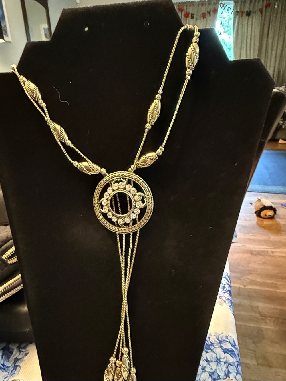 Gold-Tone Floral Medallion Lariat Necklace - Women Jewelry
